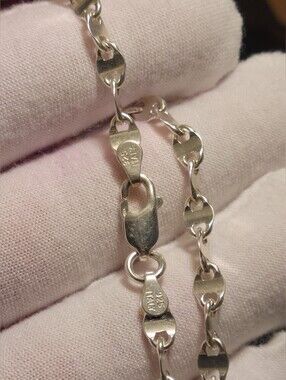 Vintage 925 Sterling Silver Italian Mariner Anchor Link Bracelet 8" 5.4g Italy